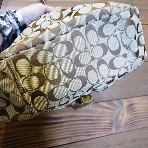 Charming Rustic Camel VINTAGE COACH BLEEKER Shoulder Patent Sig C jacquard - Picture 13 of 16